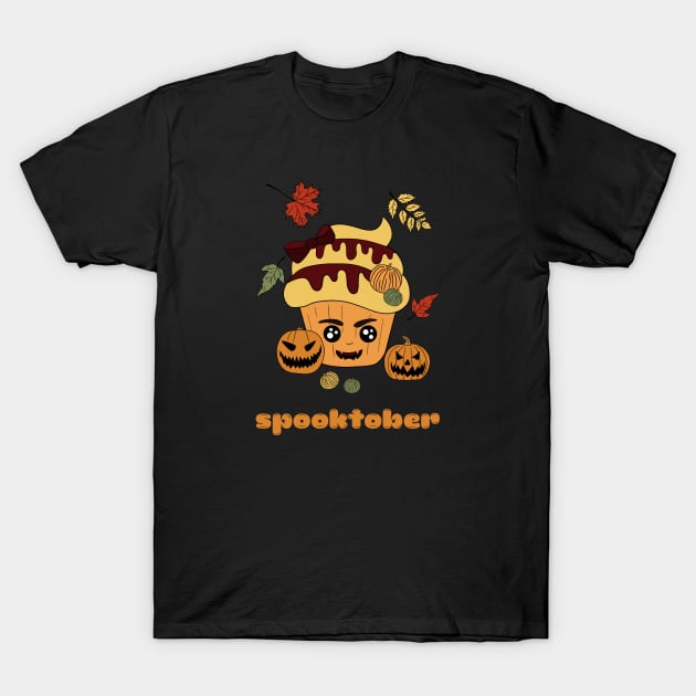 Cute and creepy Halloween pumpkin cup cake - spooktober T-Shirt by Cute_but_crazy_designs